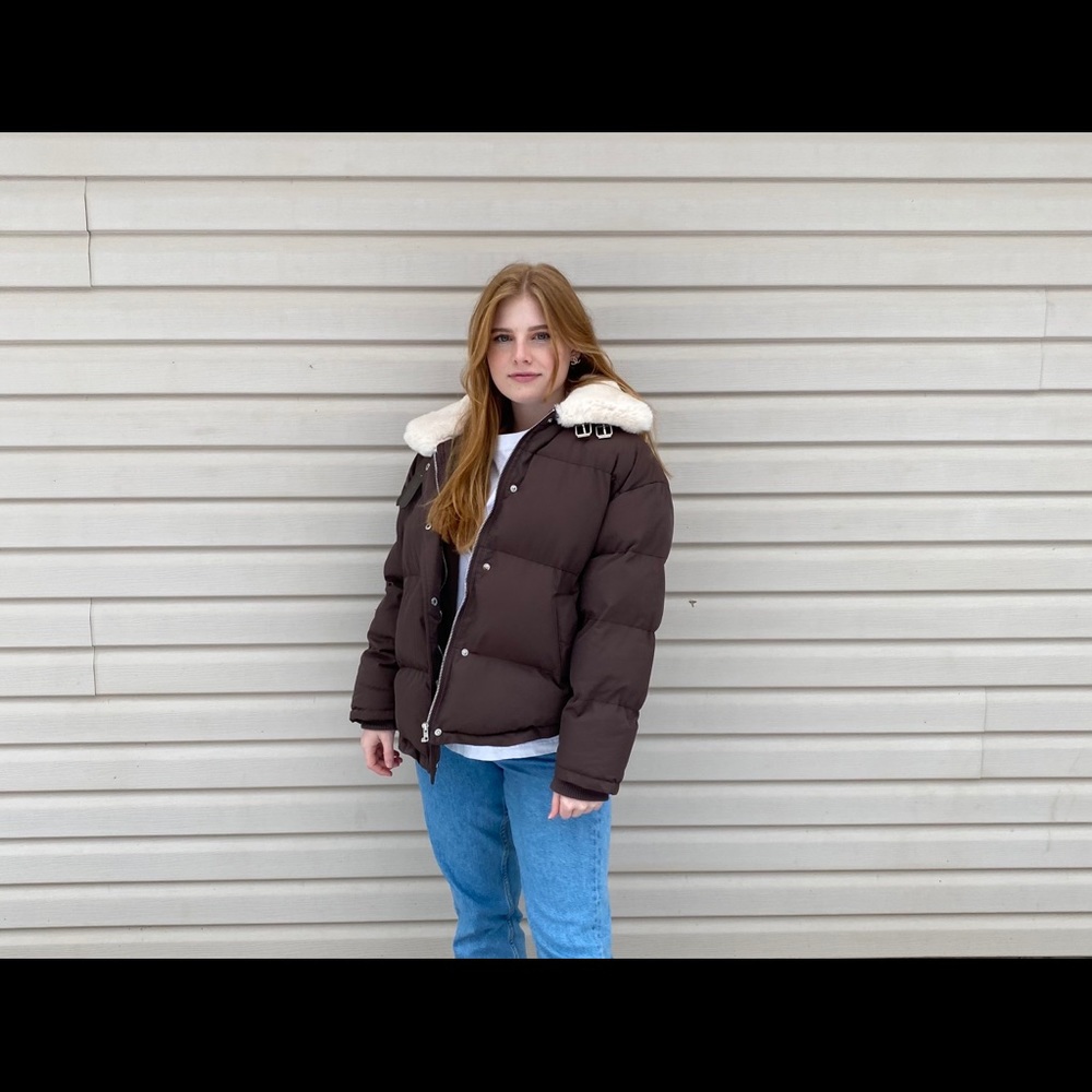 Brown puffer jacket